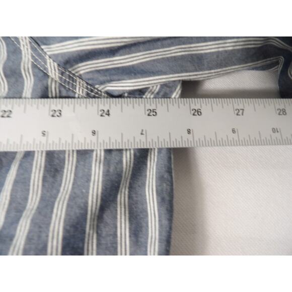 Eddie Bauer Mens Shirt XXLT Tall Oxford Blue White Stripe Classic Fit 90s Dad - Picture 9 of 12